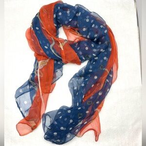 Orange and blue silk scarf